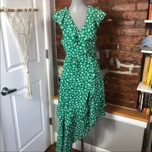 Lulu's Green Floral Asymmetrical Dress